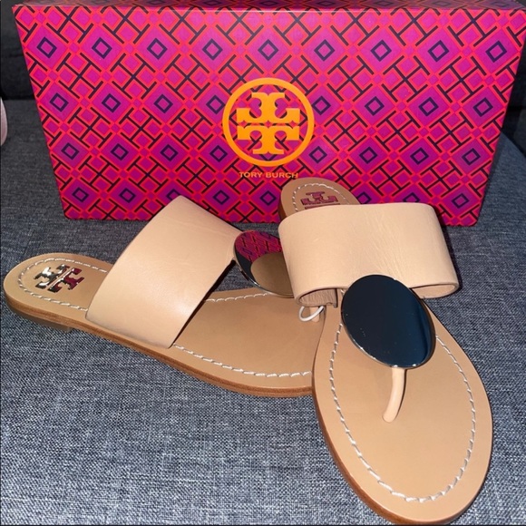 NWT Tory Burch Patos Disk Sandal Calf Leather Size 5 - Picture 2 of 5